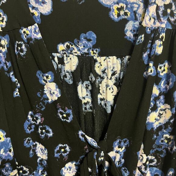 Intimately Free People Black Blue Floral Tie Lace Body Suit Medium - Picture 12 of 13